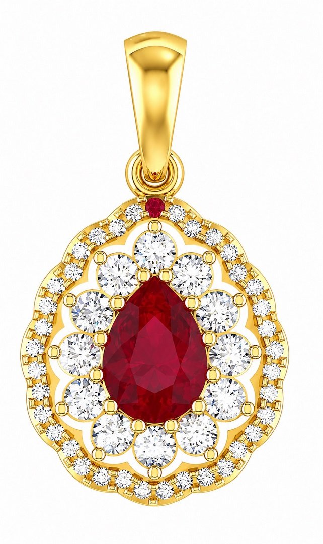 LG - 14K 1.33CT D-PENDANT LDS PER/RDS CERTIFIED RUBY 0.83